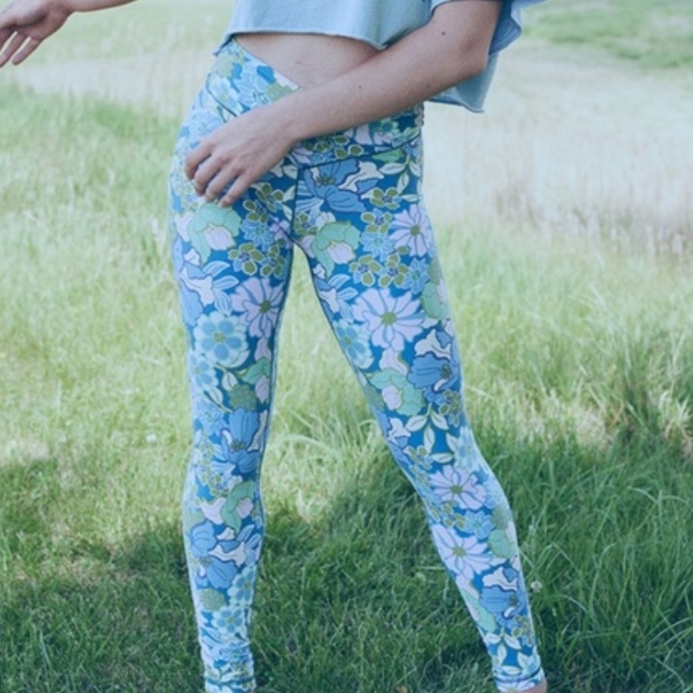 OFFLINE Aerie 2 Pairs Real Me Hi-Rise 7/8 Multicolor Flower Power Leggings NWOT